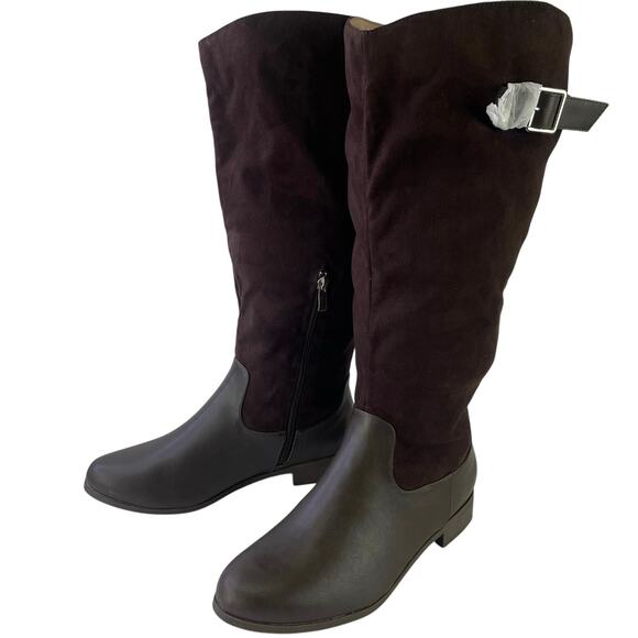 Journee Collection Women Brown Buckle Accent Frenchy Round Toe Dress Boot 11 XWC - Picture 15 of 16